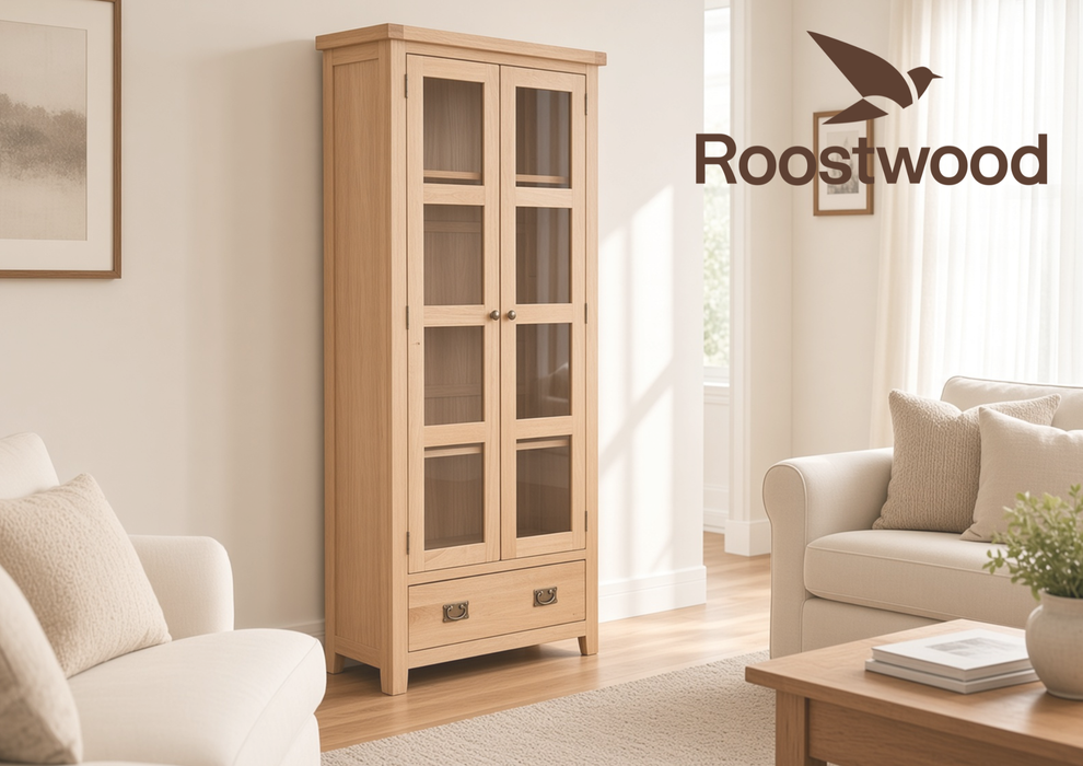 Roostwood 'Malvern' Natural Oak Glazed Display Cabinet