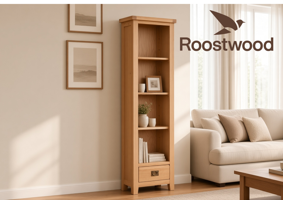 Roostwood 'Malvern' Natural Oak Slim Bookcase