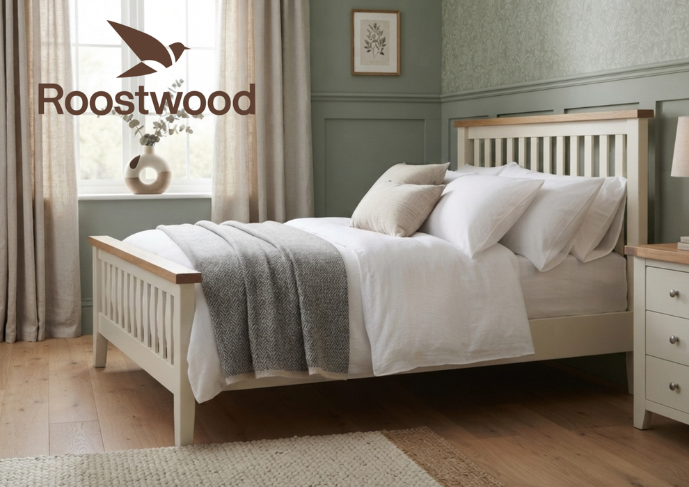 Roostwood 'Malvern' White Painted Oak Double Bed Frame