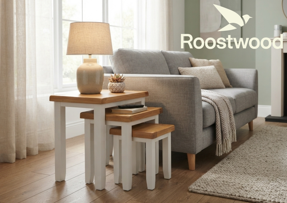 Roostwood 'Malvern' White Painted Oak Nest Of 3 Side Tables