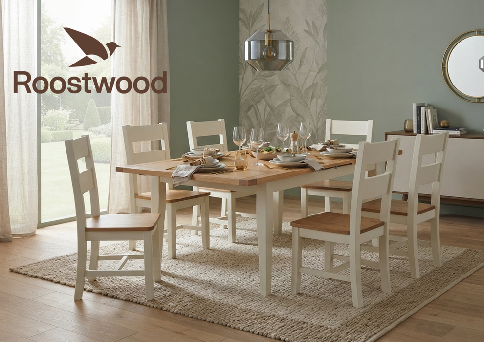 Roostwood 'Malvern' White Painted Oak 1.6 Extending Dining Table