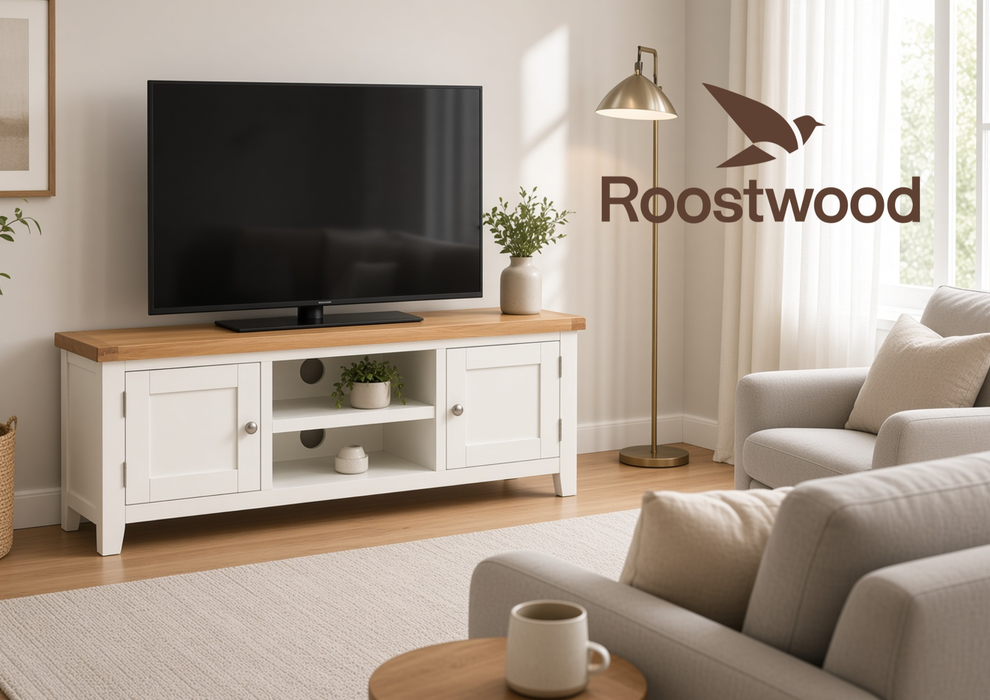 Roostwood 'Malvern' White Painted Oak Plasma TV Unit