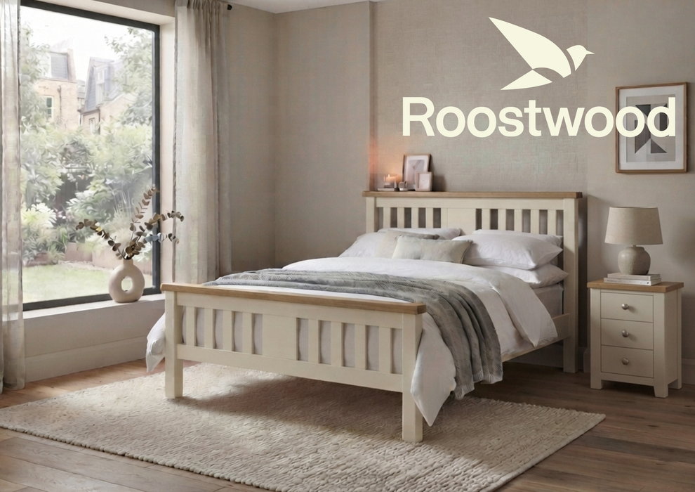 Roostwood 'Malvern' White Painted Oak Double Bed Frame