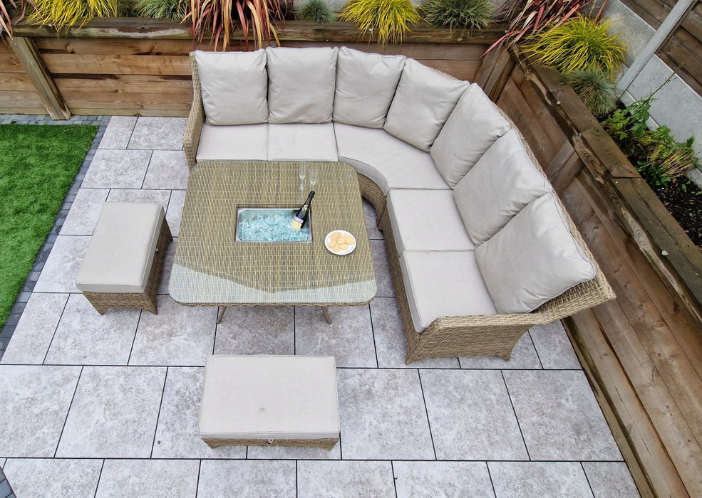 Sorrento Large Corner Rattan Dining Set In Natural With Beige Cushio Furniture For The Home