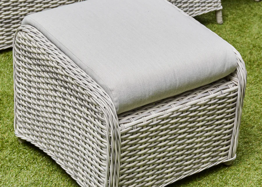 'Santorini’ 2 Seater Grey Rattan Aluminum Reclining Armchair Set with Side Table