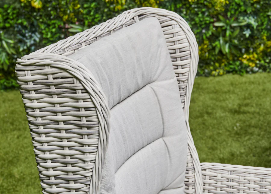 'Santorini’ 2 Seater Grey Rattan Aluminum Reclining Armchair Set with Side Table