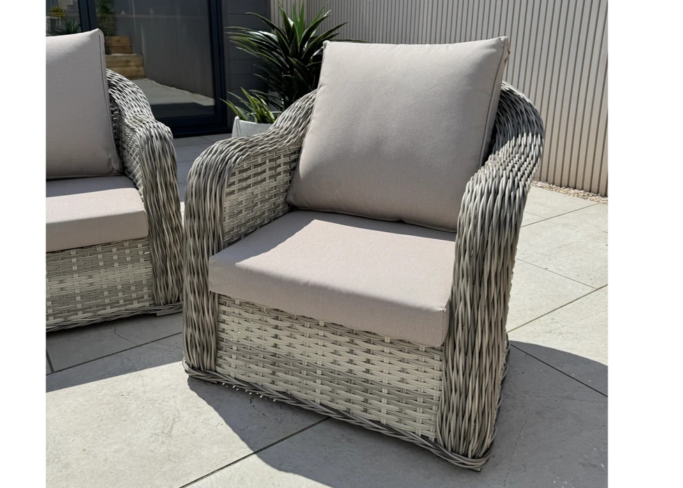 'Santorini’ 5 Seater Sofa Beige Rattan Aluminum Lounge Set with Coffee Table & Cover