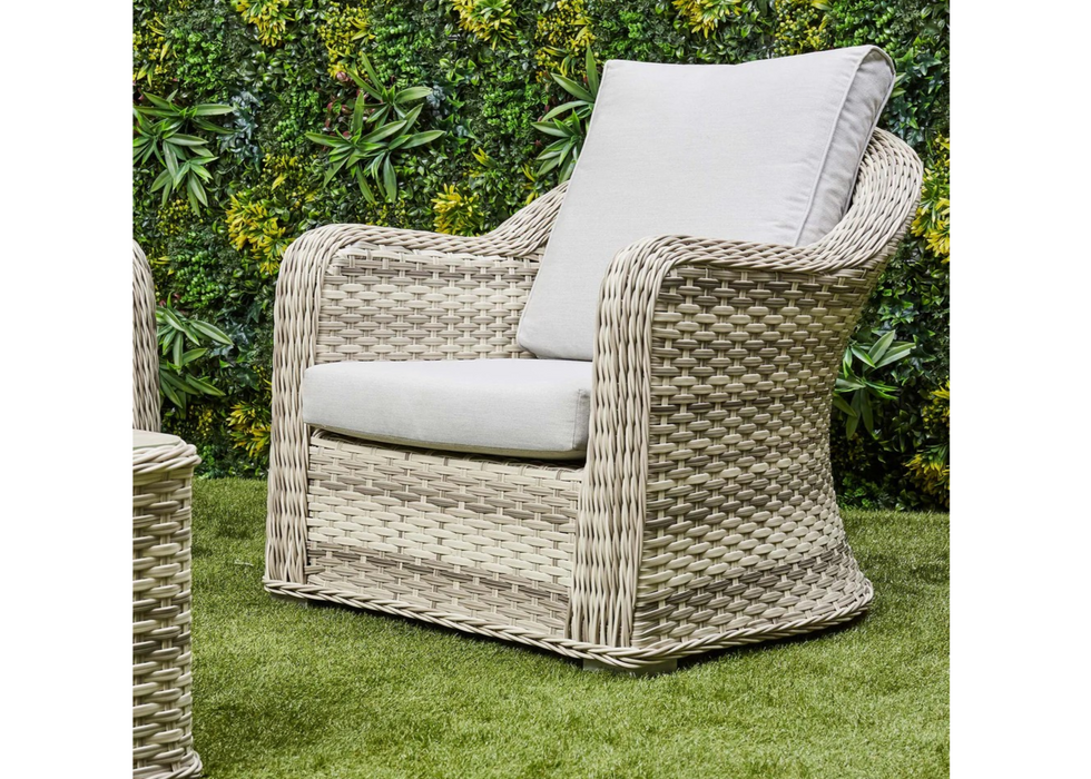 'Santorini’ 5 Seater Sofa Grey Rattan Aluminum Lounge Set with Coffee Table