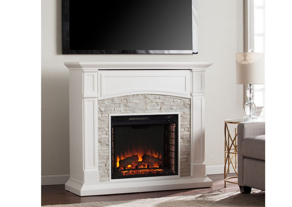 Modern White Complete Electric Smart Media Fireplace