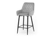 Modern Style Camden Kitchen Breakfast Bar Stools Grey Silver Velvet, Black Metal Leg