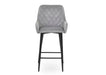 Modern Style Camden Kitchen Breakfast Bar Stools Grey Silver Velvet, Black Metal Leg