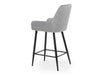 Modern Style Camden Kitchen Breakfast Bar Stools Grey Silver Velvet, Black Metal Leg