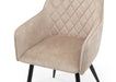 Modern Style Camden Light Cream Champagne Beige Velvet Dining Chairs, Black Metal Leg