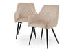 Modern Style Camden Light Cream Champagne Beige Velvet Dining Chairs, Black Metal Leg