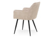 Modern Style Camden Light Cream Champagne Beige Velvet Dining Chairs, Black Metal Leg