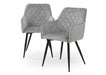 Modern Style Camden Light Grey Silver Velvet Dining Chairs, Black Metal Leg