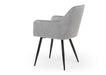 Modern Style Camden Light Grey Silver Velvet Dining Chairs, Black Metal Leg