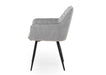 Modern Style Camden Light Grey Silver Velvet Dining Chairs, Black Metal Leg