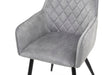 Modern Style Camden Light Grey Silver Velvet Dining Chairs, Black Metal Leg