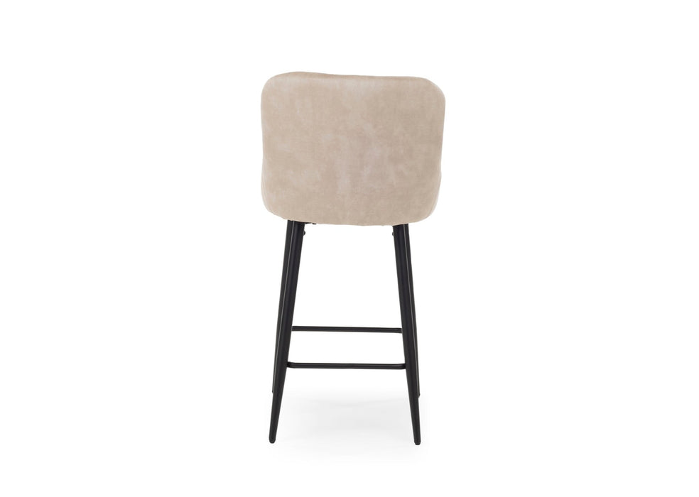 Modern Shoreditch Kitchen Breakfast Bar Stools Champagne Cream Velvet, Black Metal Leg