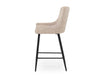 Modern Shoreditch Kitchen Breakfast Bar Stools Champagne Cream Velvet, Black Metal Leg