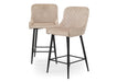 Modern Shoreditch Kitchen Breakfast Bar Stools Champagne Cream Velvet, Black Metal Leg