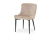 Modern Style Shoreditch Light Cream Champagne Velvet Dining Chairs, Black Metal Leg