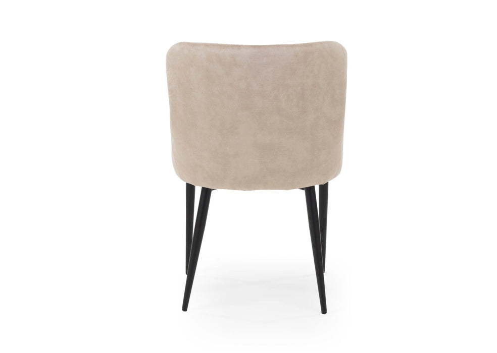 Modern Style Shoreditch Light Cream Champagne Velvet Dining Chairs, Black Metal Leg