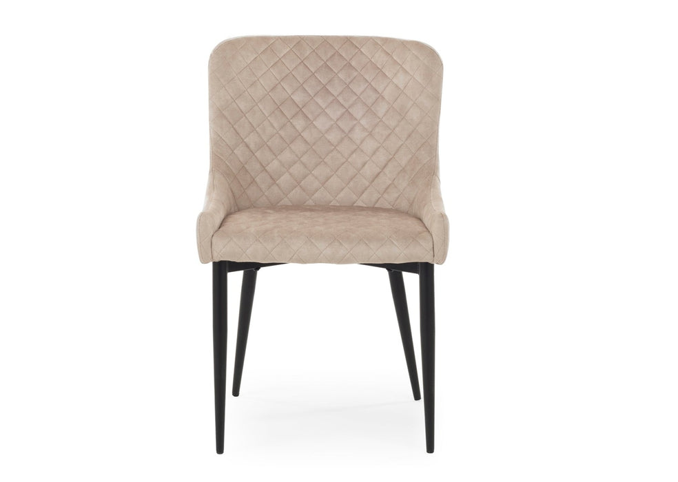 Modern Style Shoreditch Light Cream Champagne Velvet Dining Chairs, Black Metal Leg