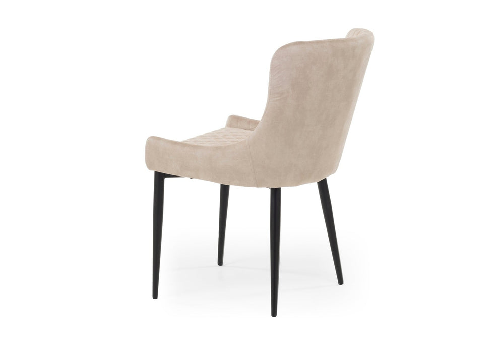 Modern Style Shoreditch Light Cream Champagne Velvet Dining Chairs, Black Metal Leg