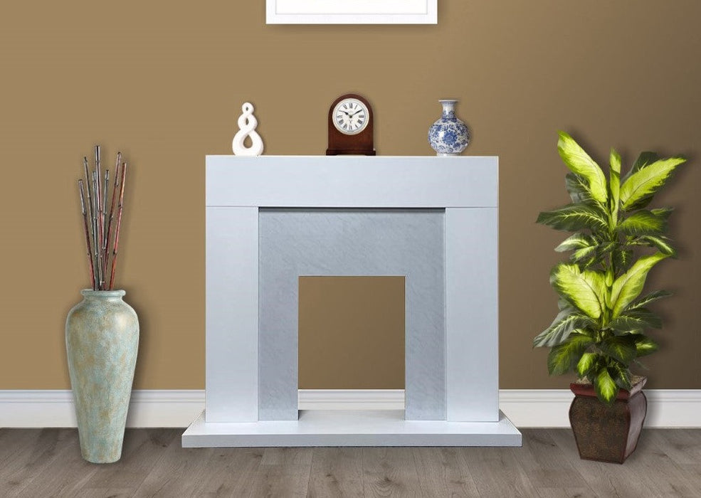 White Marble Flat Wall 2KW Electric Fire Surround- with No Fire