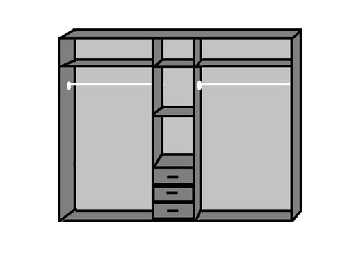 SlumberHaus 'Ben' 225cm German Made Modern Oak & Mirror 5 Door Wardrobe with Drawers