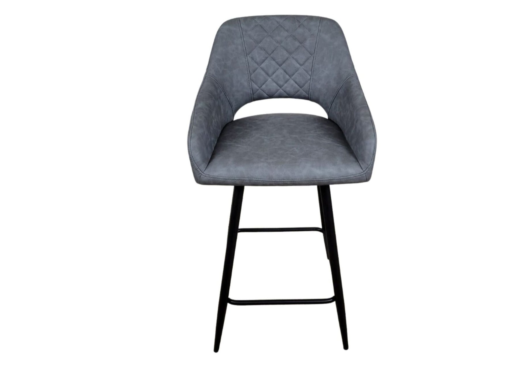 Industrial Bar Stool Grey Leather Industrial Bar Stool — Furniture