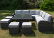 Sunset Grey Rattan Large Recliner Corner Sofa Adjustable Rising Table Set