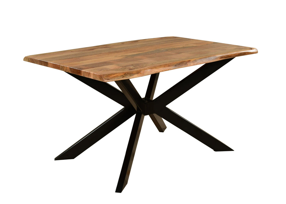 ‘Live Edge’ Industrial 135cm Table Solid Mango Wood Black Star Metal Legs