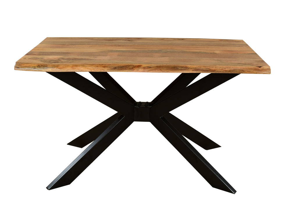 ‘Live Edge’ Industrial 135cm Table Solid Mango Wood Black Star Metal Legs
