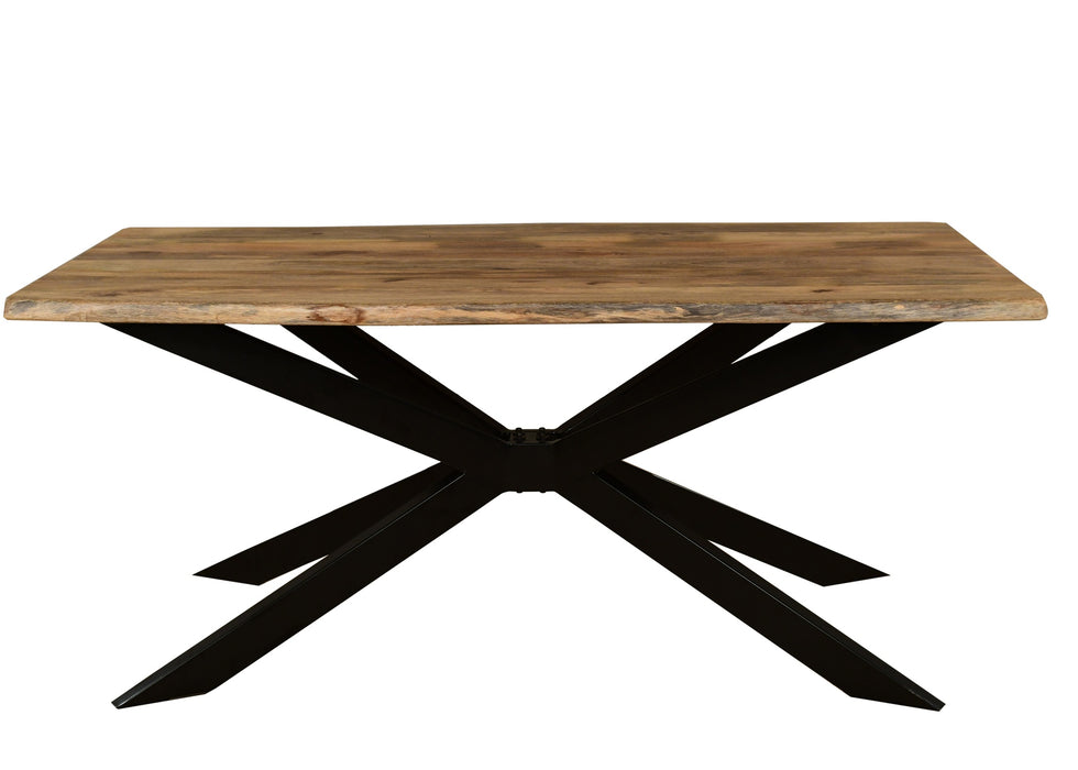 ‘Live Edge’ Industrial 175cm Table Solid Mango Wood Black Star Metal Legs