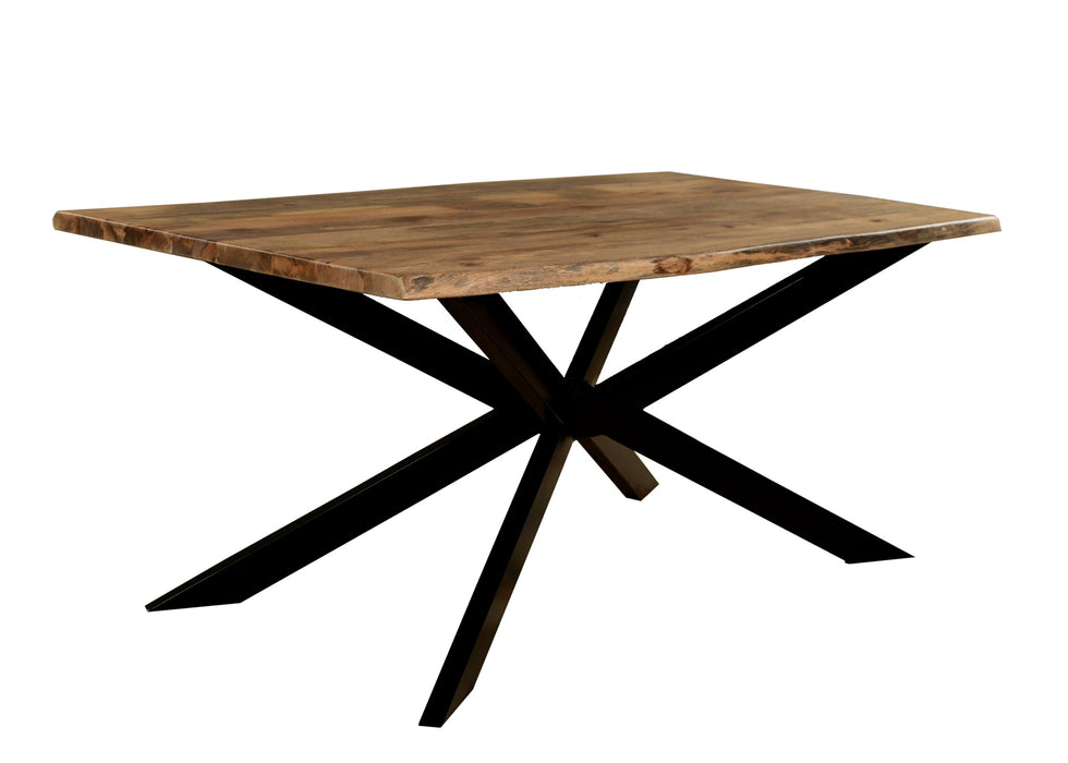 ‘Live Edge’ Industrial 175cm Table Solid Mango Wood Black Star Metal Legs