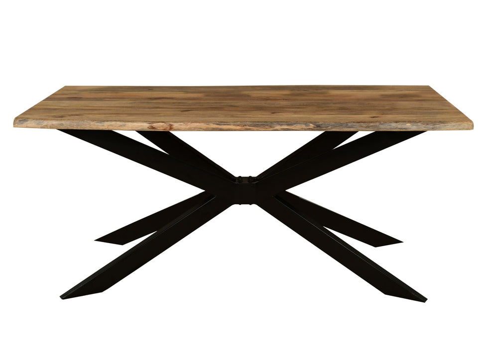 ‘Live Edge’ Industrial 175cm Table Solid Mango Wood Black Star Metal Legs