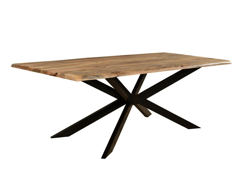 ‘Live Edge’ Industrial 220cm Table Solid Mango Wood Black Star Metal Legs
