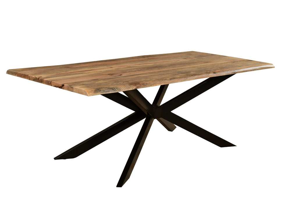 ‘Live Edge’ Industrial 220cm Table Solid Mango Wood Black Star Metal Legs
