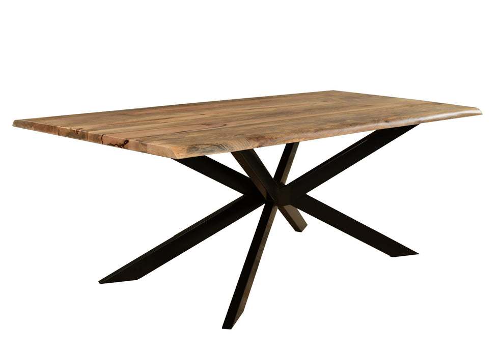 ‘Live Edge’ Industrial 220cm Table Solid Mango Wood Black Star Metal Legs