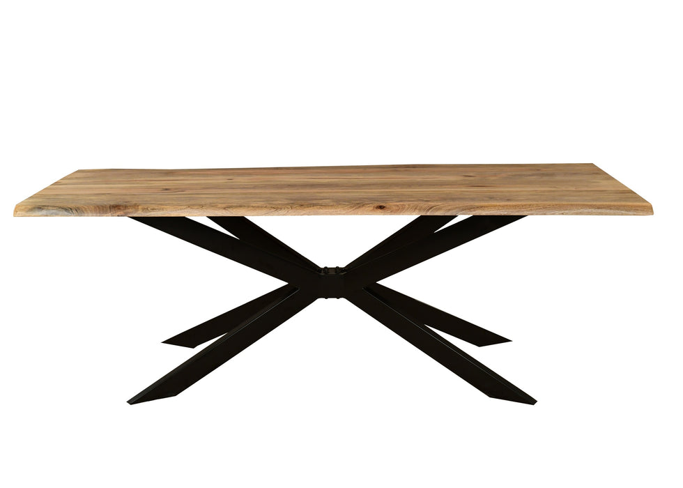 ‘Live Edge’ Industrial 220cm Table Solid Mango Wood Black Star Metal Legs