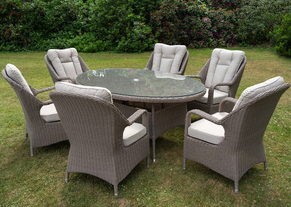 Twilight Natural Outdoor Garden Rattan 6 Seater Oval Garden Dining Table Set