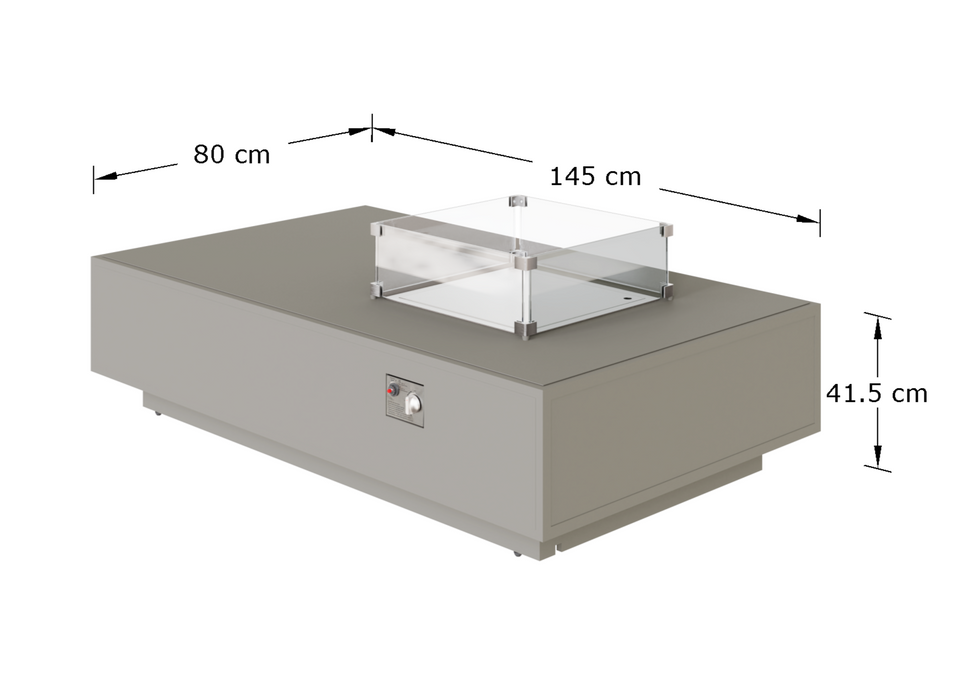 Venus Outdoor Aluminium Rectangle Corner Sofa Dining Set with Gas firepit Coffee Table