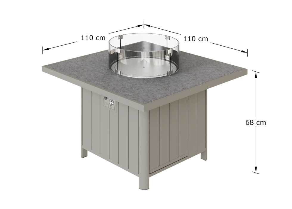 Venus Outdoor Garden Aluminium Corner Sofa Dining Set with Gas Firepit Table