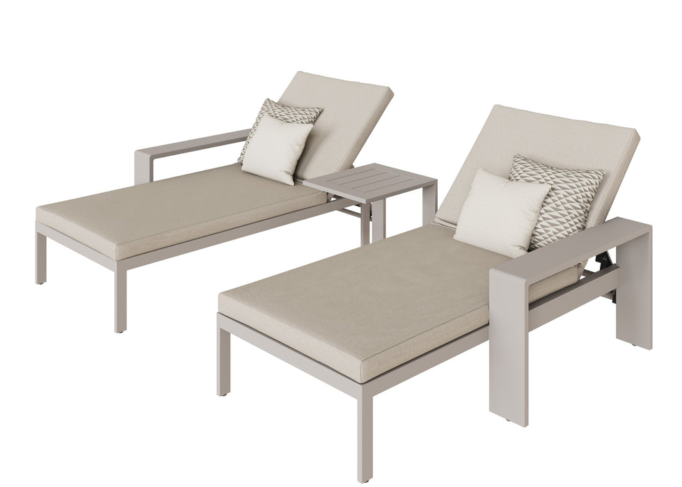Venus Outdoor Aluminium sun lounger set with drinks table