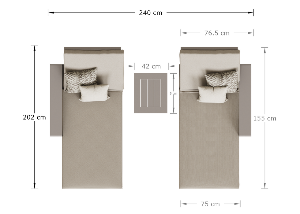 Venus Outdoor Aluminium sun lounger set with drinks table
