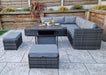 Gozo Deluxe Grey Outdoor Rattan Corner Sofa Adjustable Dining Table Set Furniture Set
