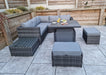 Gozo Deluxe Grey Outdoor Rattan Corner Sofa Adjustable Dining Table Set Furniture Set